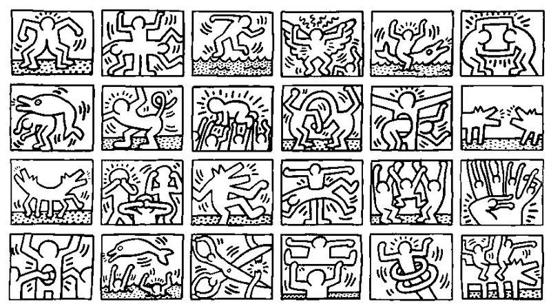Kolorowanki Keith Haring dla dorosłych: do druku 1