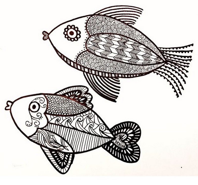 Kolorowanki Ryby dla dorosłych: do druku 9
